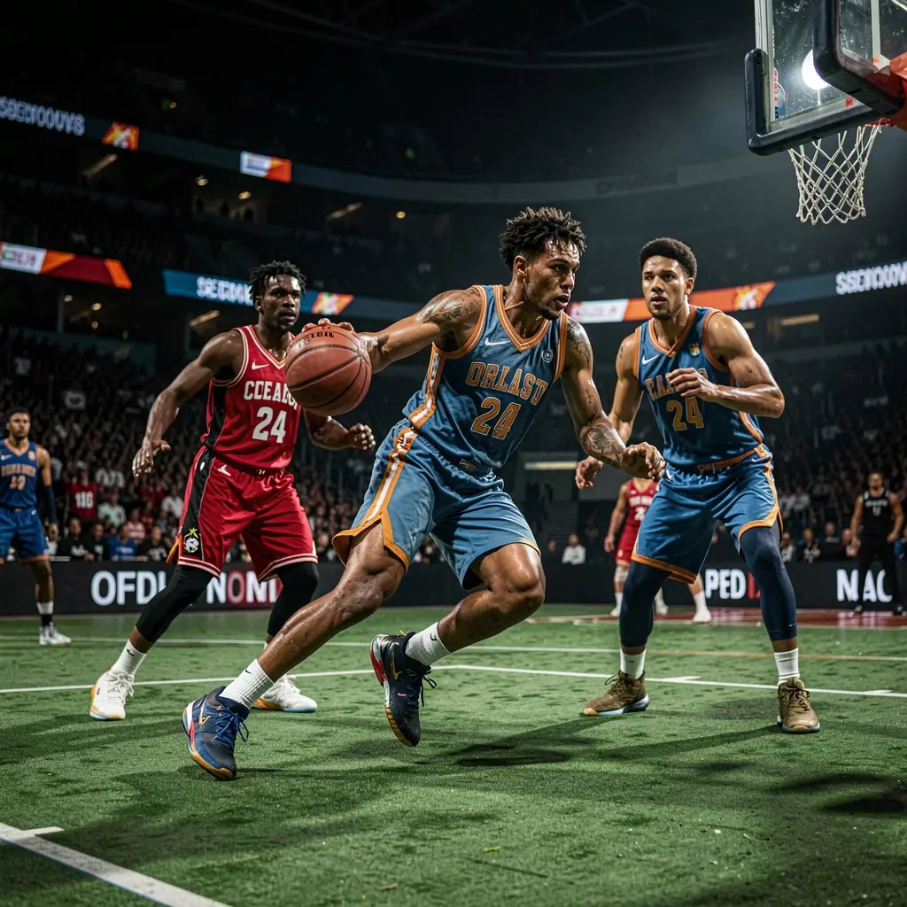Intense basketball moment with players fighting for the ball during a professional game captured in vivid detail representing premium TTTH basketball betting