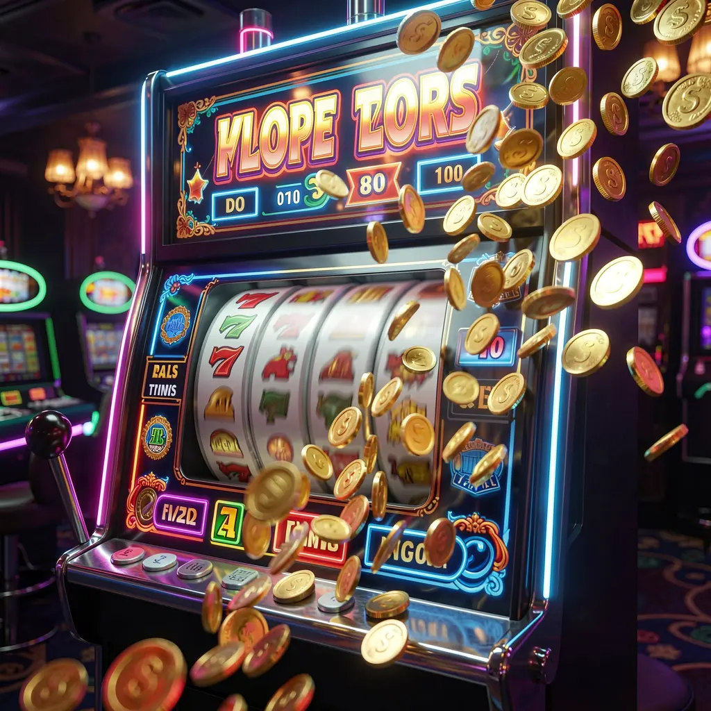 Modern slot machine with triple seven symbols and flying gold coins representing big wins and premium slot gameplay at TTTH for players in the Philippines